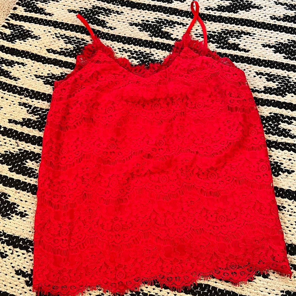 Red lace cami top